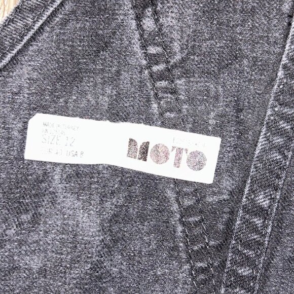 Topshop Moto Black Overalls Shortalls Sleeveless Pockets Buttons Size 12 - Picture 3 of 4